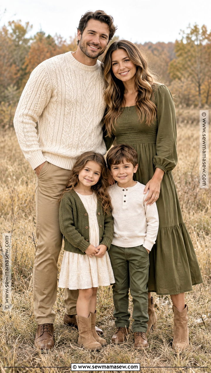 Olive And Cream Fall Family Picture Outfits - 15 olive fall family picture outfits