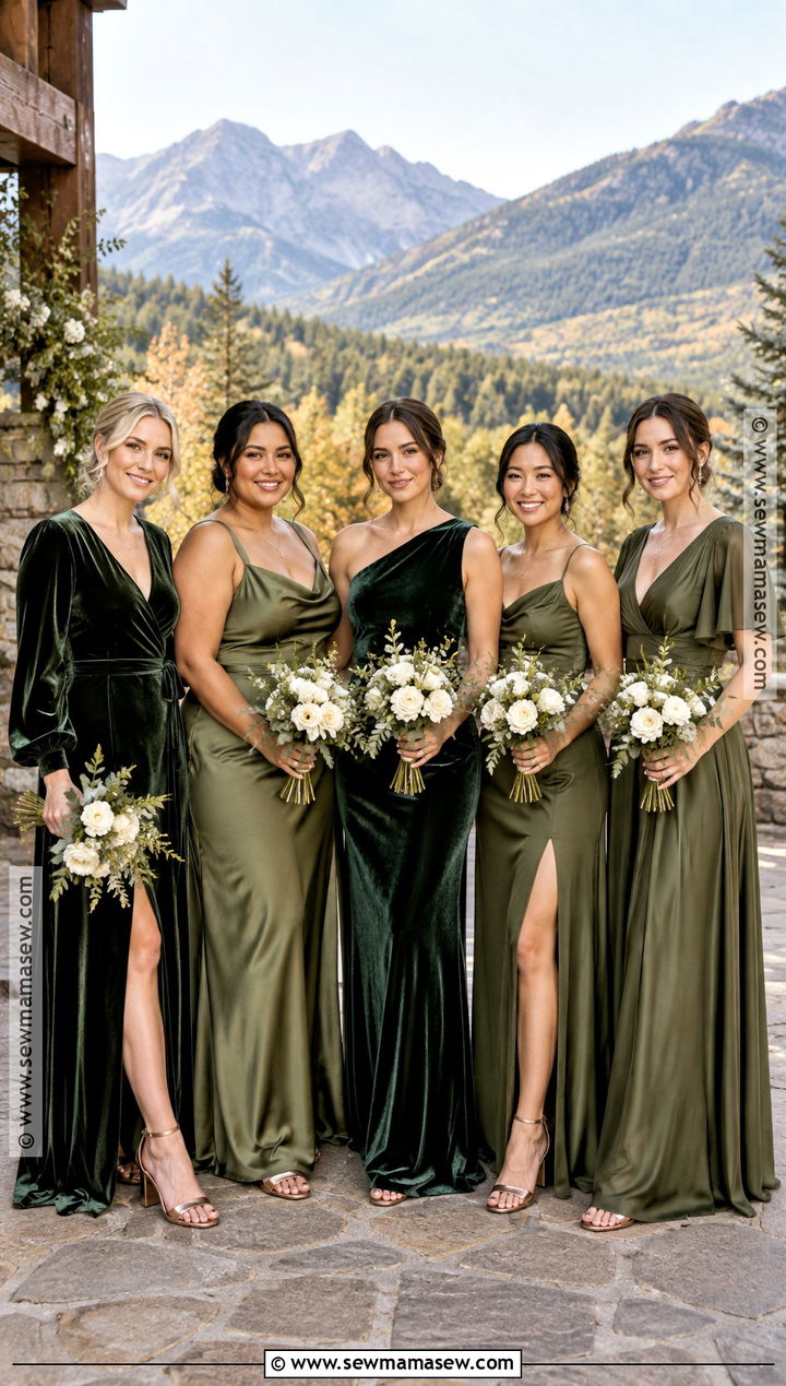 Olive And Forest Green Mismatched Bridesmaid Dresses - 20 fall mismatched bridesmaid dresses