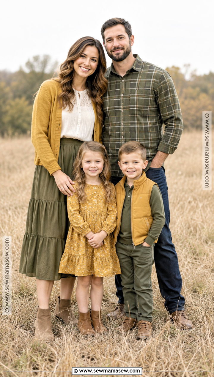 Olive And Mustard Fall Family Picture Outfits - 15 olive fall family picture outfits
