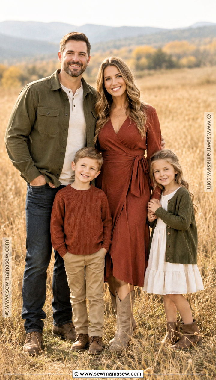 Olive And Rust Fall Family Photo Outfits - 20 cute fall family photo outfits