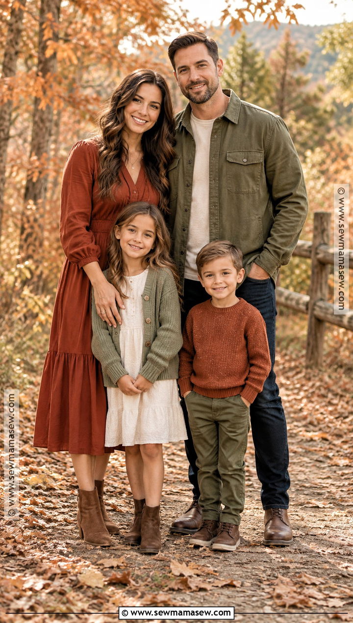 Olive And Rust Fall Family Portrait Outfit - 20 fall portrait outfits for family