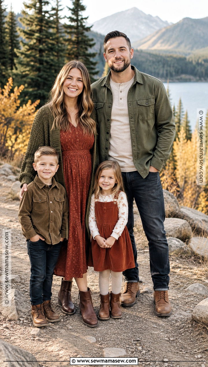 Olive And Rust Mountain Family Photo Outfits - 15 family photo outfits fall mountains