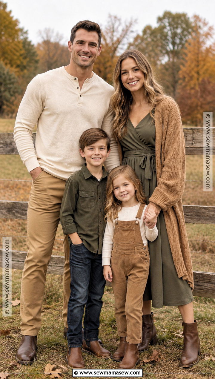 Olive And Tan Fall Family Photoshoot Outfit - 15 outdoor fall family photoshoot outfits