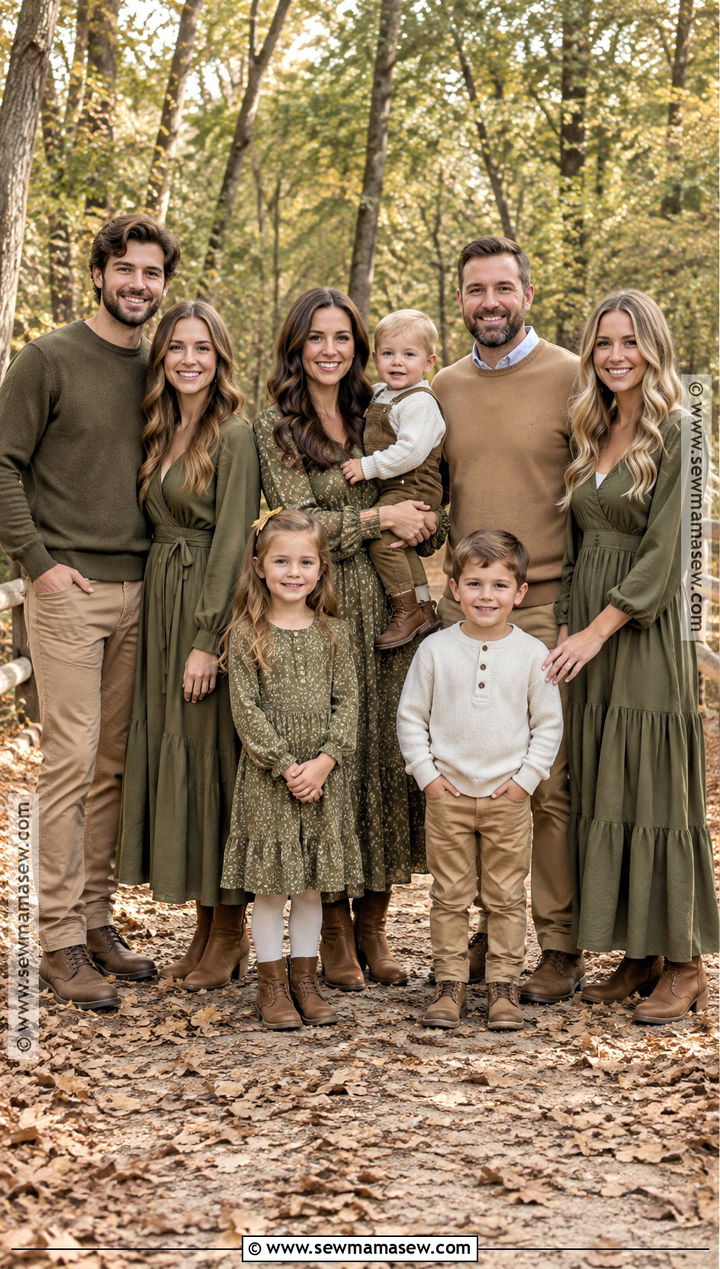 Olive And Tan Fall Family Picture Outfits - 15 fall large family pictures outfits