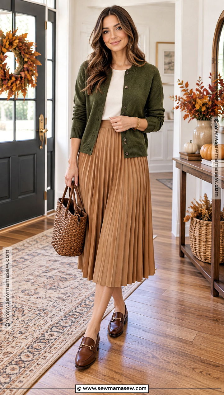 Olive Cardigan Thanksgiving Sweater Outfit - 20 Thanksgiving Sweater Ideas