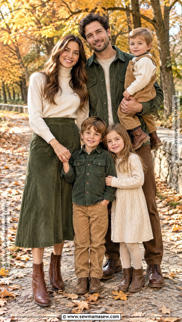 Olive Corduroy and Tan Family Photo Outfit - 15 family photo outfits fall green