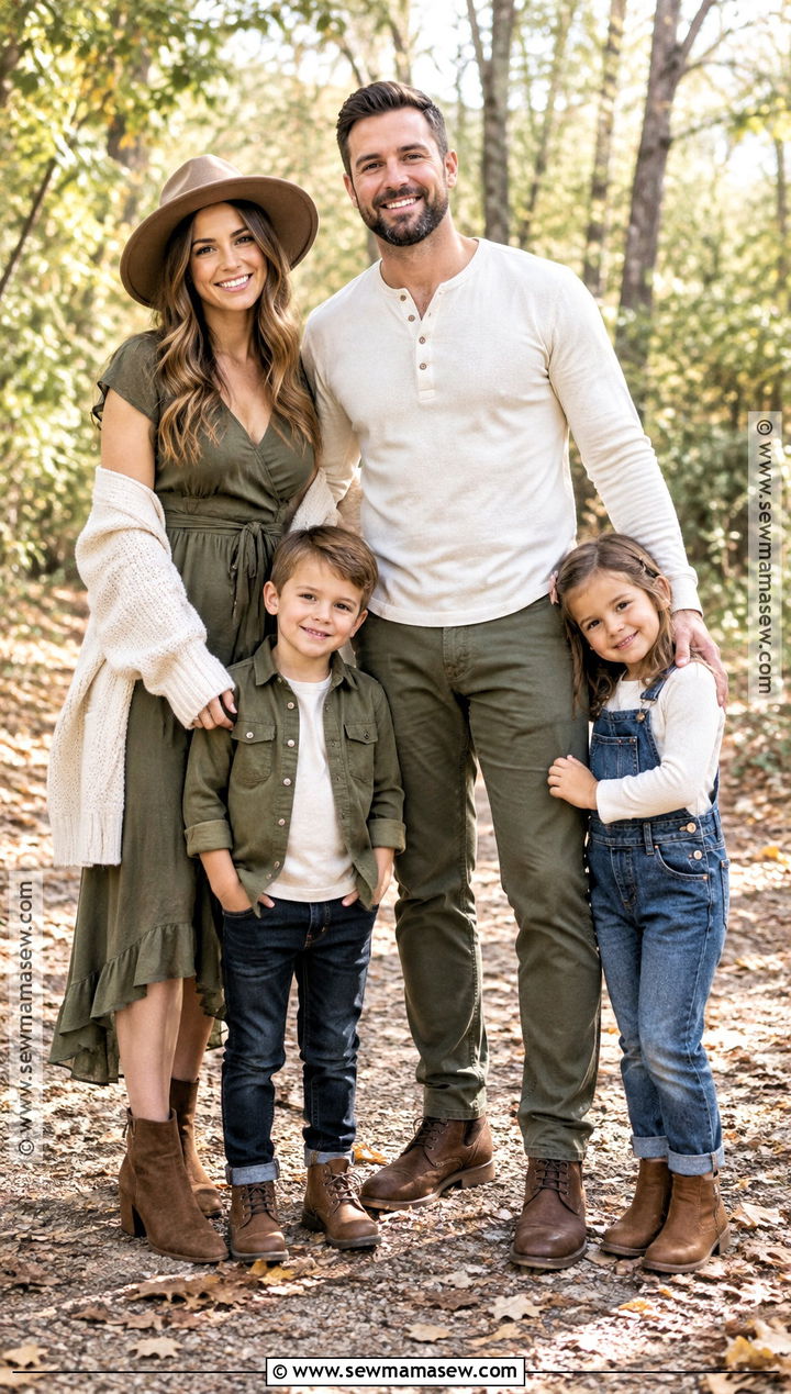 Olive Cream And Denim Fall Family Photo Outfits - 15 family photo outfit fall color schemes ideas