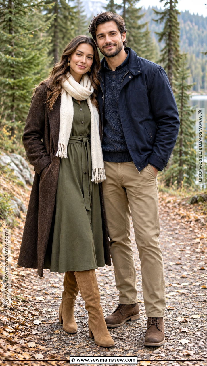 Olive Dress And Suede Boots Engagement Photo Outfit - 15 engagement photos outfits november