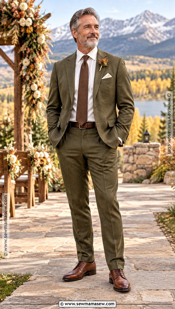 Olive Father Of The Bride Suit - 15 Fall Wedding Father Of The Bride Outfit Ideas