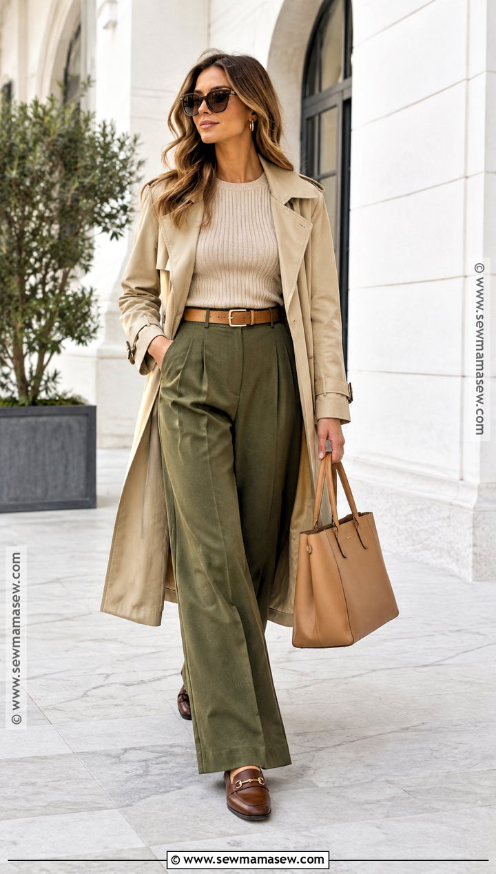 Olive Green And Beige Autumn Outfit - 20 Autumn Colour Palette Outfits