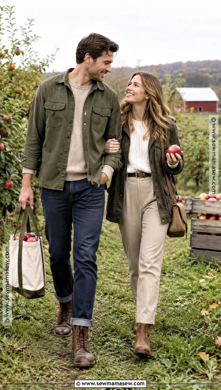 Olive Green And Beige Couple Outfit - 20 fall matching outfits for couples