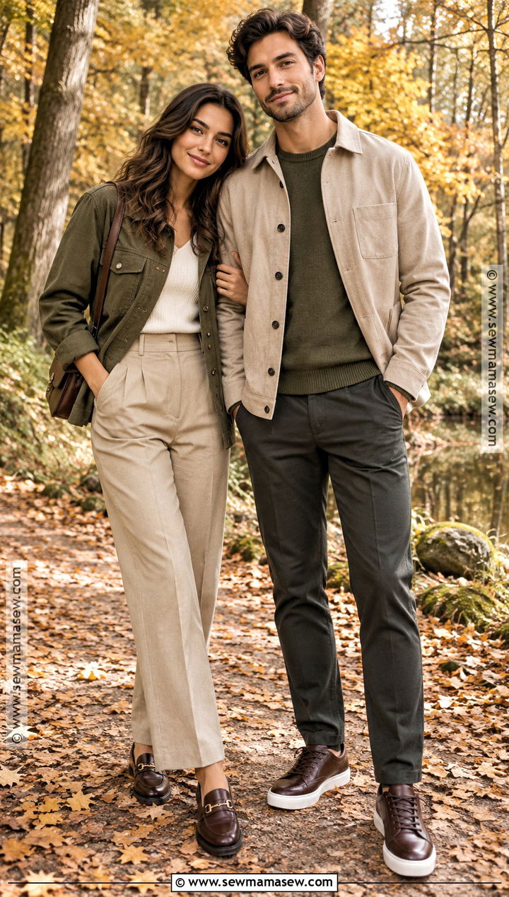 Olive Green And Beige Fall Couples Outfit - 15 fall couples pics outfits