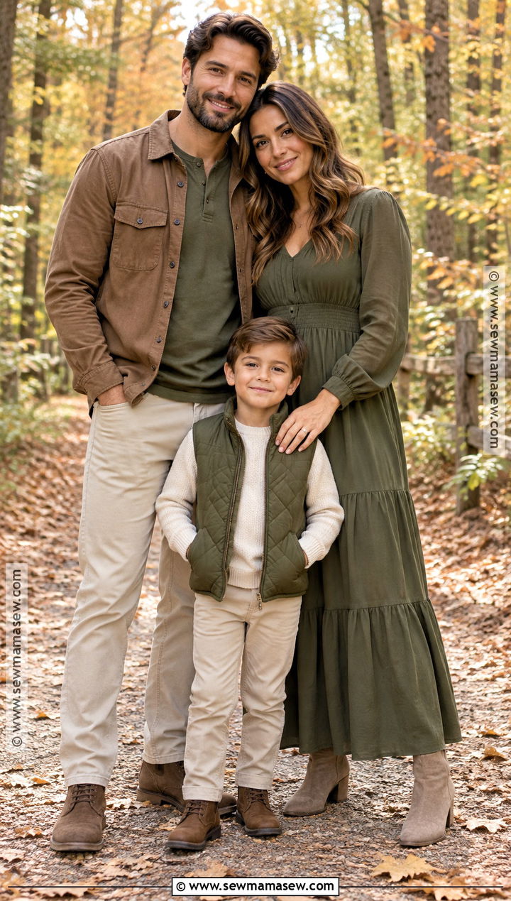 Olive Green And Beige Family Picture Outfit - 15 fall family of 3 pictures outfits