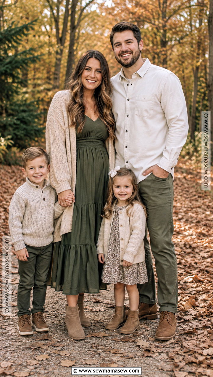 Olive Green And Beige November Family Photo Outfits - 20 november family pictures outfits