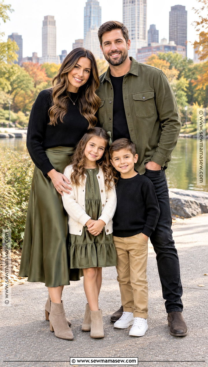 Olive Green And Black Family Outfit - 20 Fall Family Pictures Outfits Olive Green