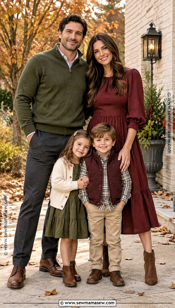 Olive Green And Burgundy Family Outfit - 15 fall family photos outfits olive green