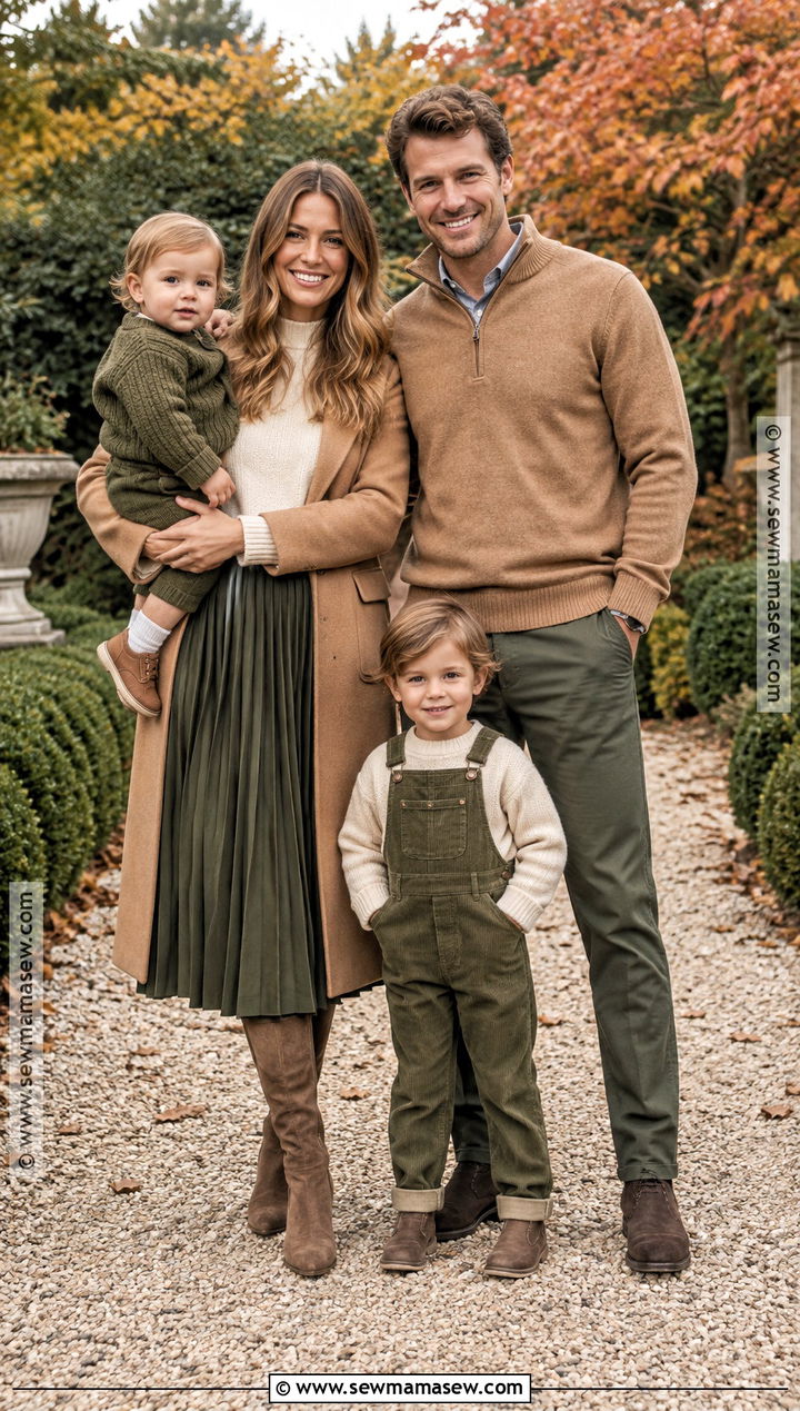 Olive Green And Camel Family Outfit - 20 Fall Family Pictures Outfits Olive Green
