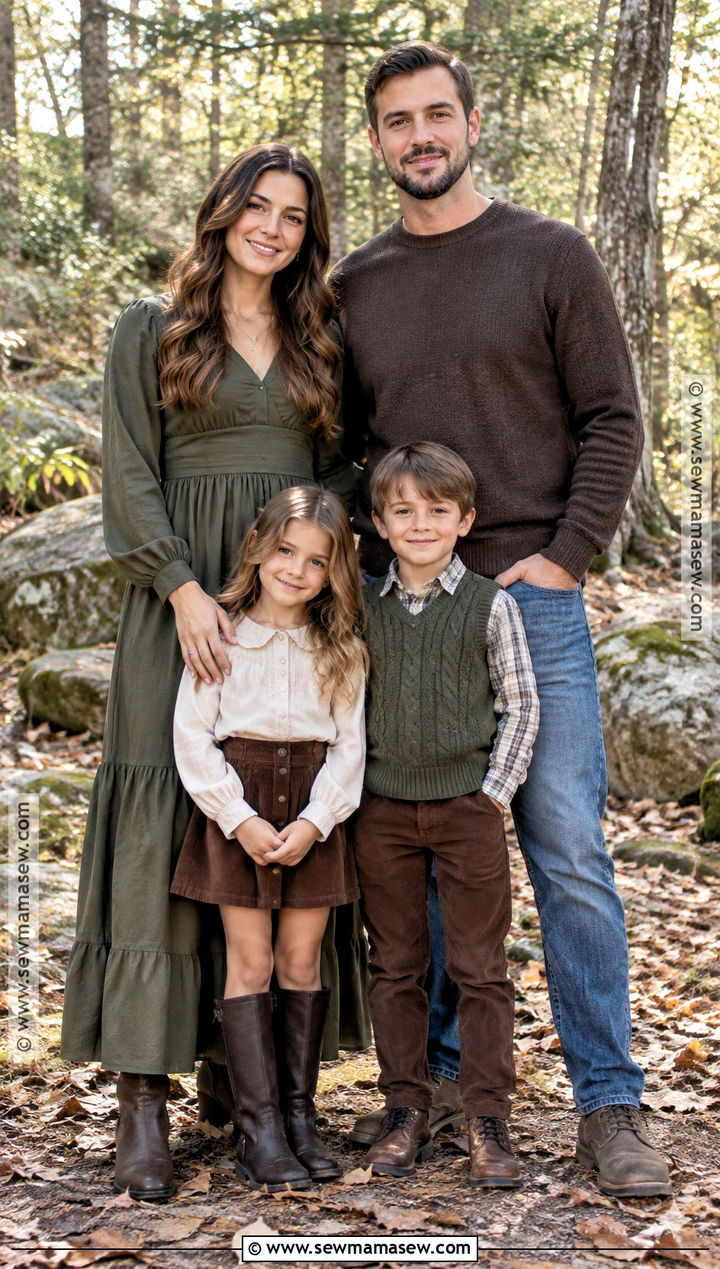 Olive Green And Chocolate Brown Family Outfit - 20 Fall Family Pictures Outfits Olive Green