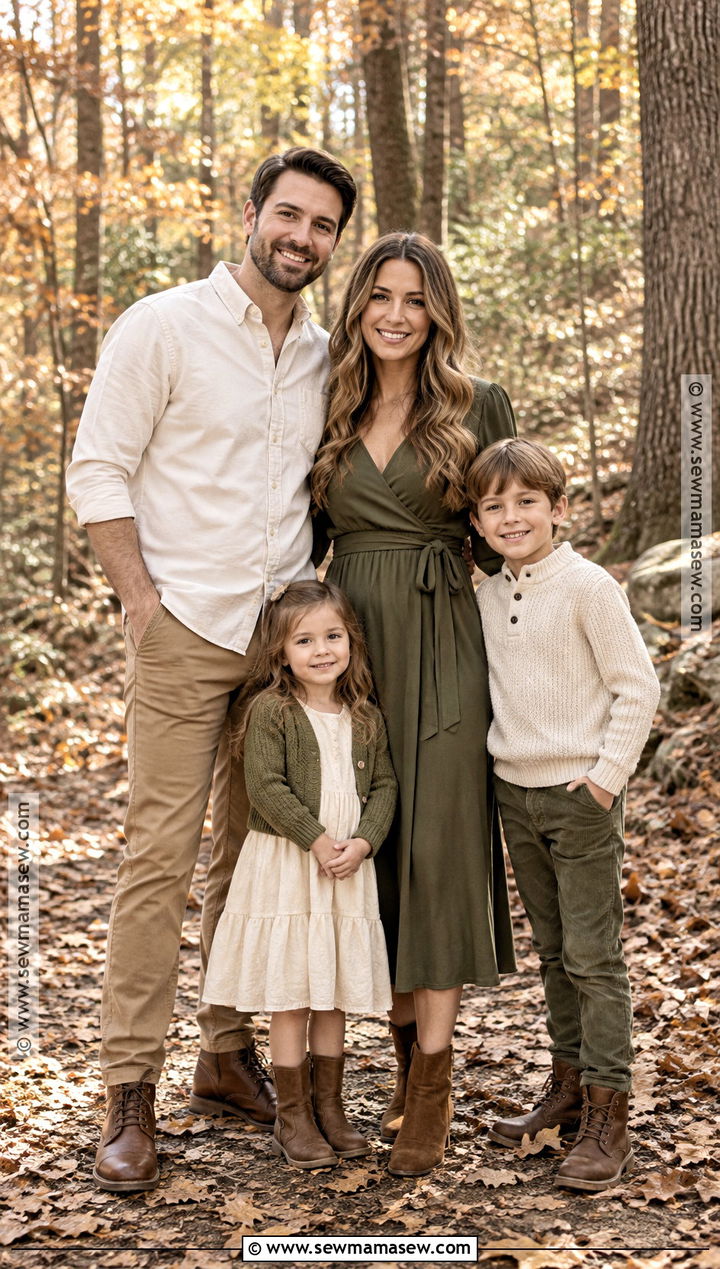 Olive Green And Cream Fall Family Photo Outfits - 20 green fall family photo outfits