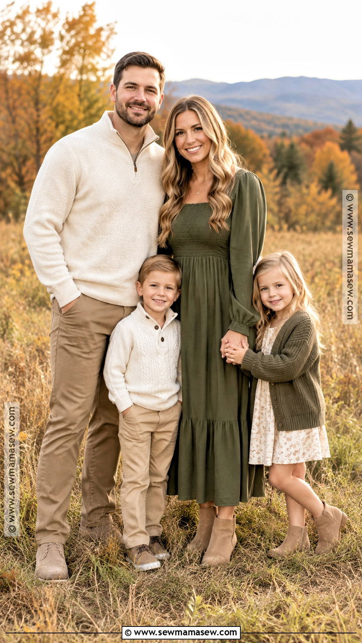 Olive Green And Cream Family Photo Outfit - 20 fall family pictures outfits green