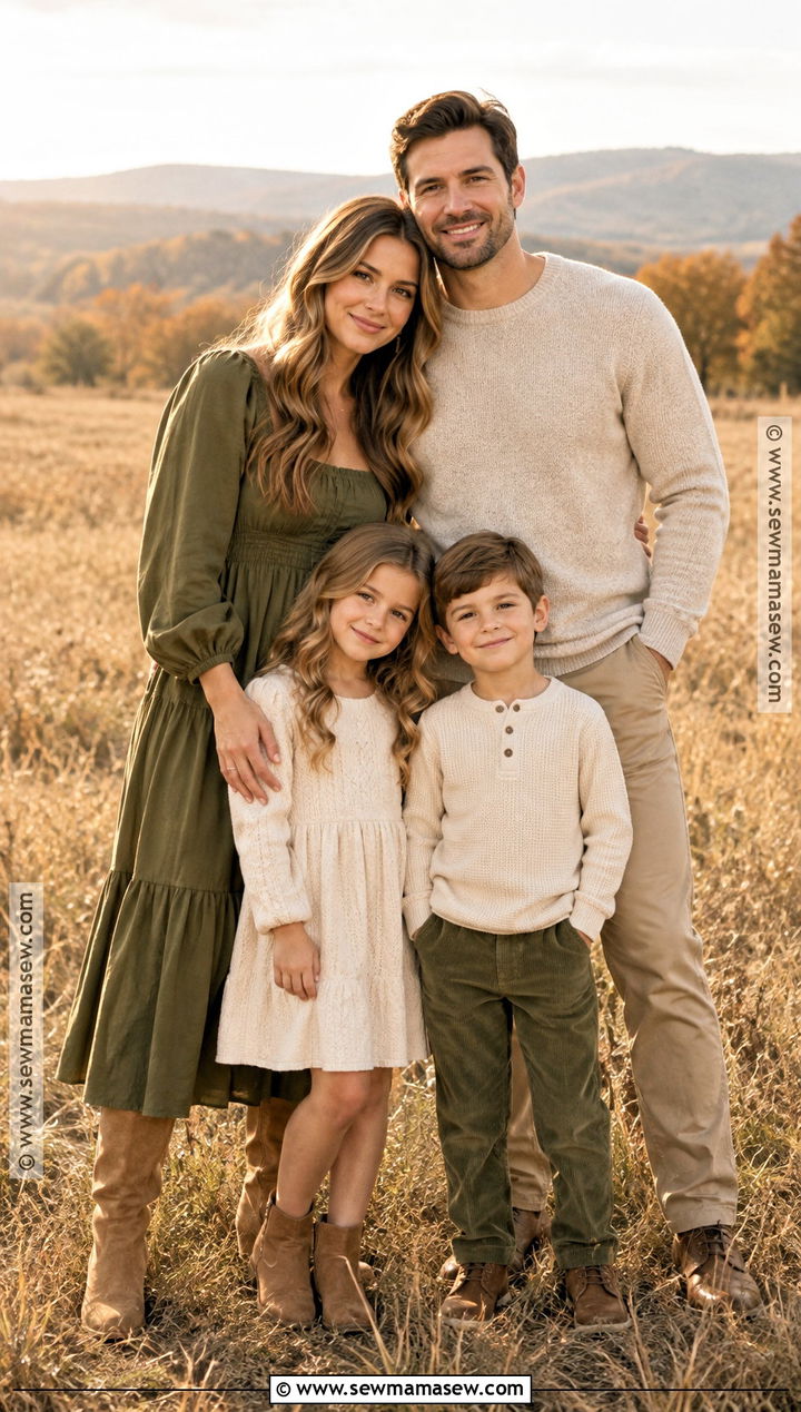 Olive Green And Cream Family Picture Outfits - 15 fall family pictures outfits color schemes green