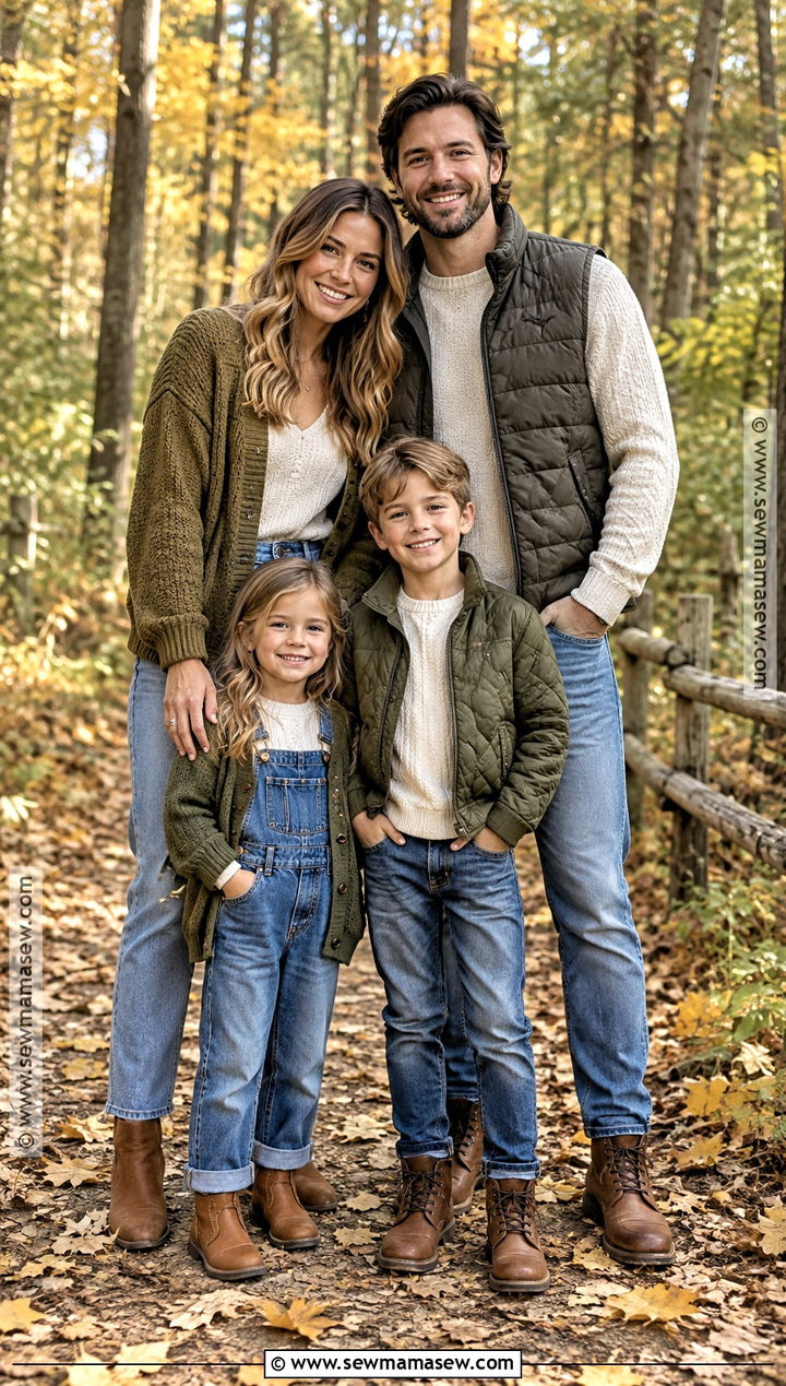 Olive Green And Denim Family Photos - 20 denim fall family photos ideas