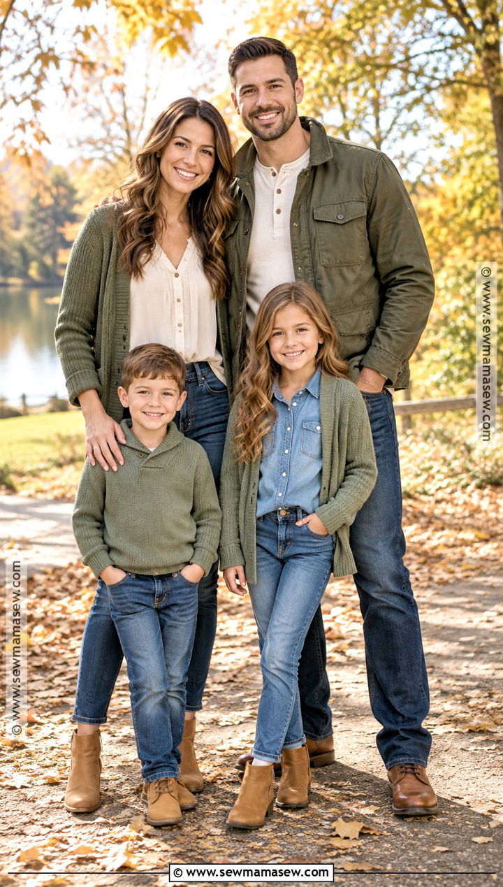 Olive Green And Jeans Family Outfit - 20 fall family pictures outfits jeans