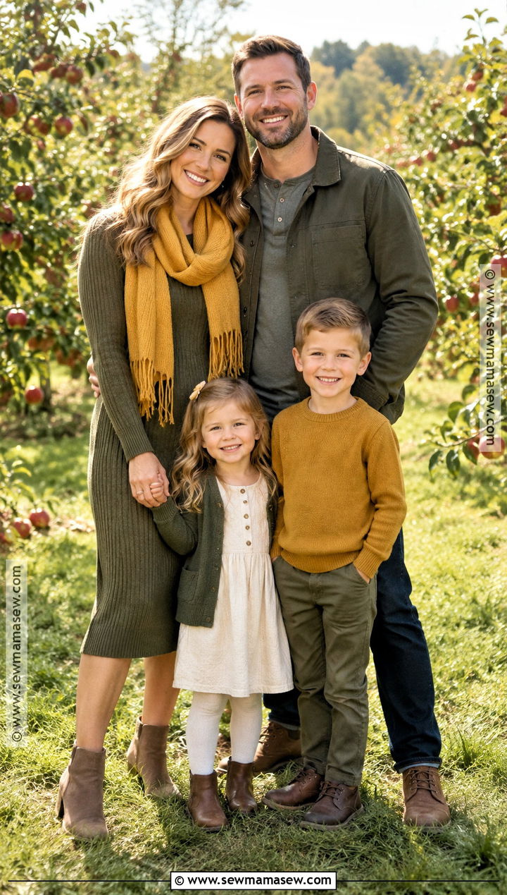 Olive Green And Mustard Family Outfit - 20 Fall Family Pictures Outfits Olive Green