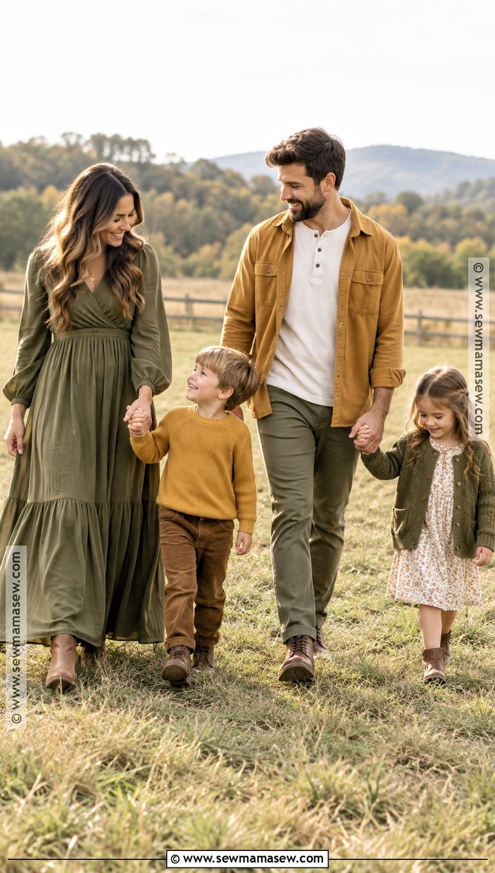 Olive Green And Mustard Family Outfit - 15 fall family photos outfits olive green