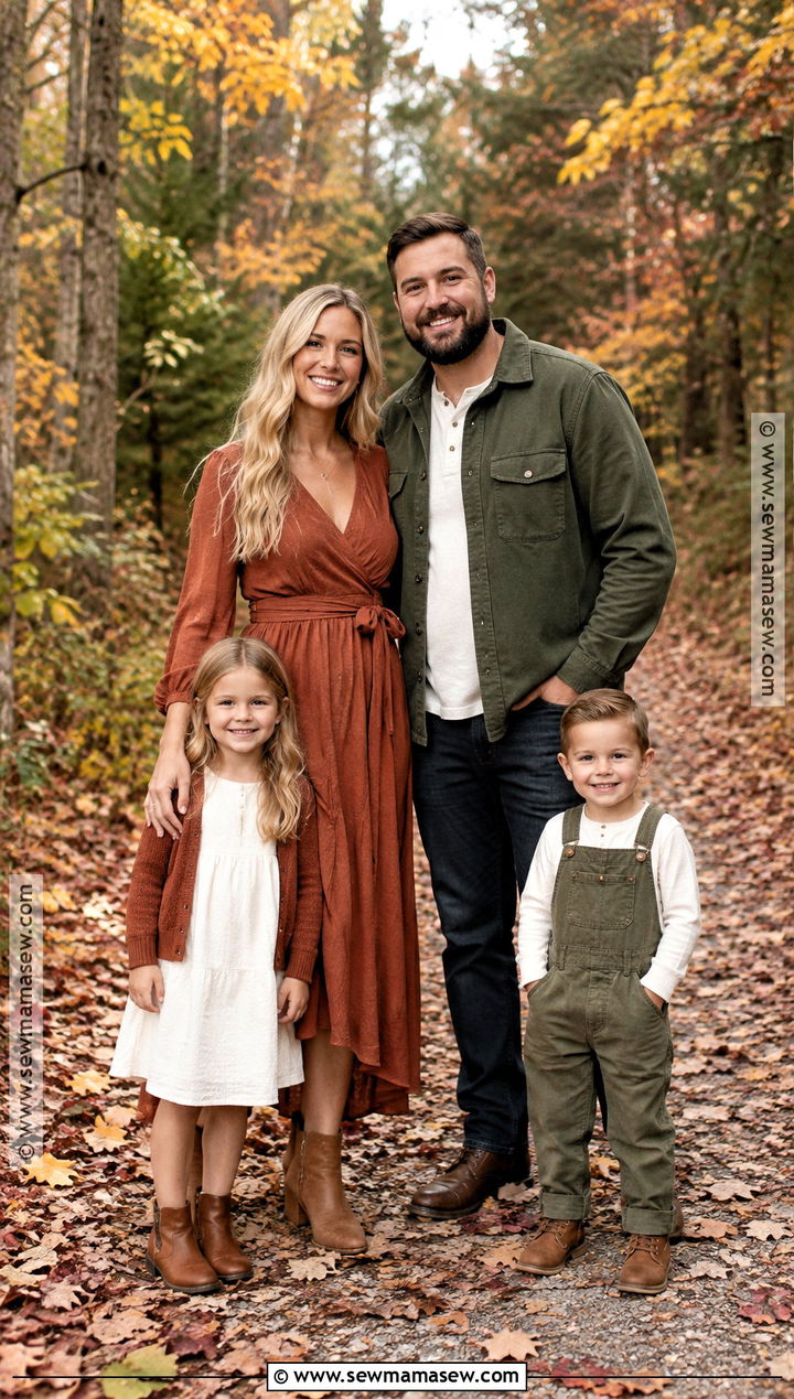 Olive Green And Rust Fall Family Photo Outfit - 15 fall photo outfits for family