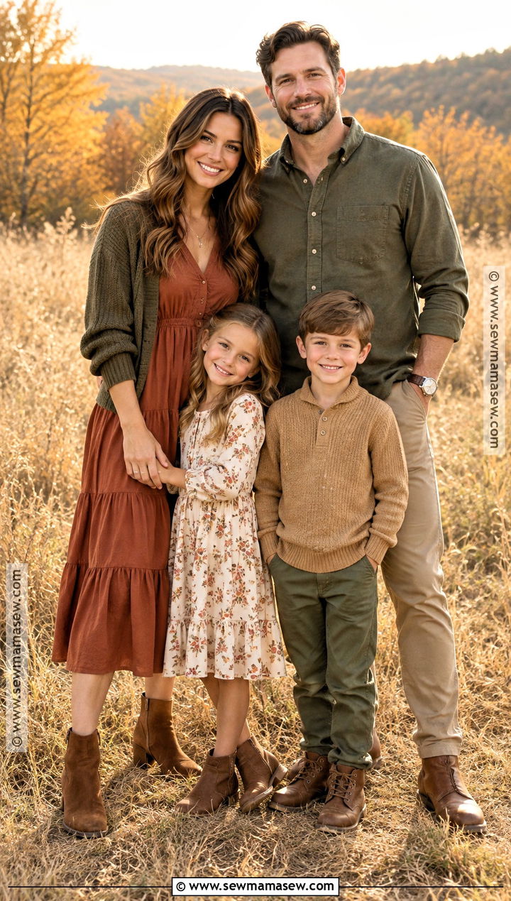 Olive Green And Rust Family Outfit - 20 Fall Family Pictures Outfits Olive Green