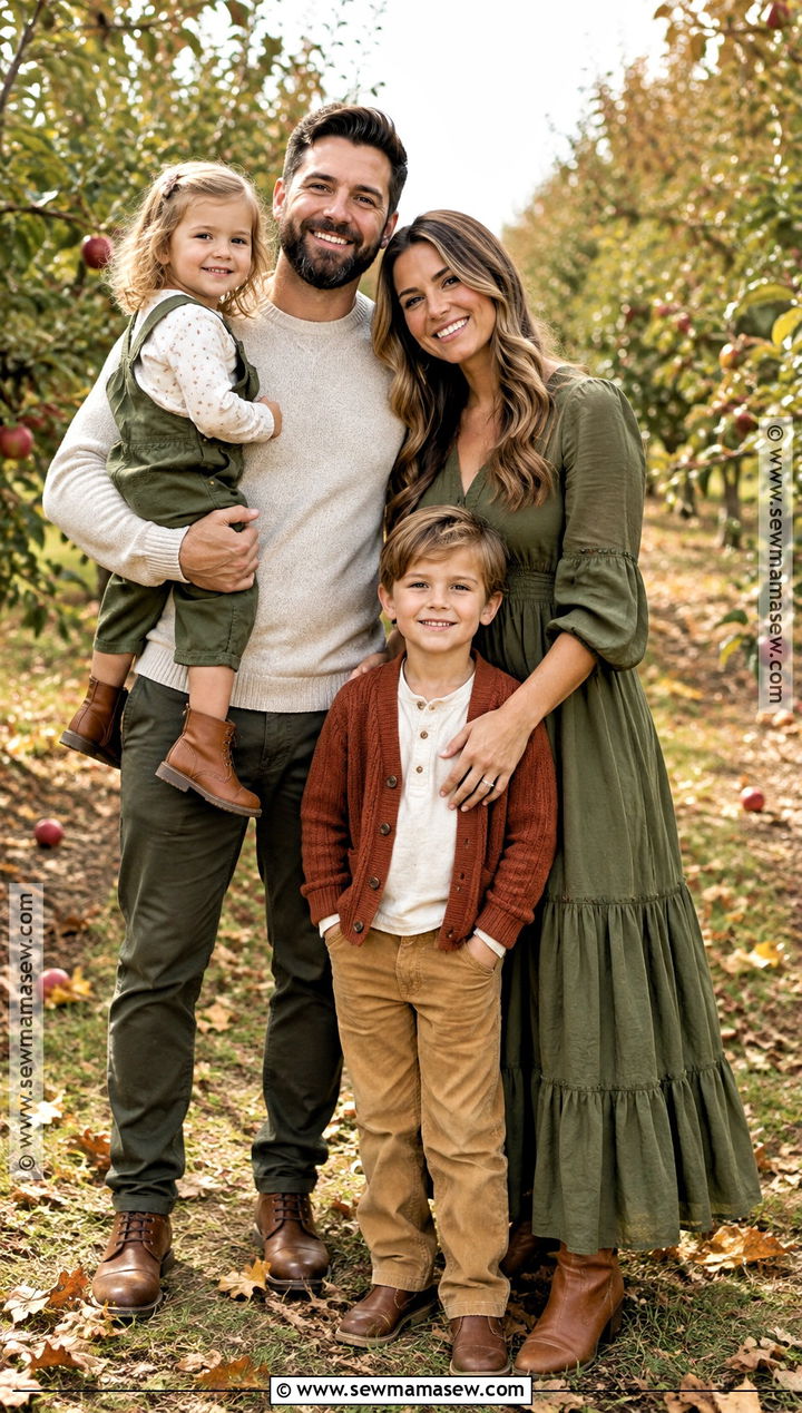 Olive Green And Rust Family Photo Outfit - 15 fall photoshoot outfits family green