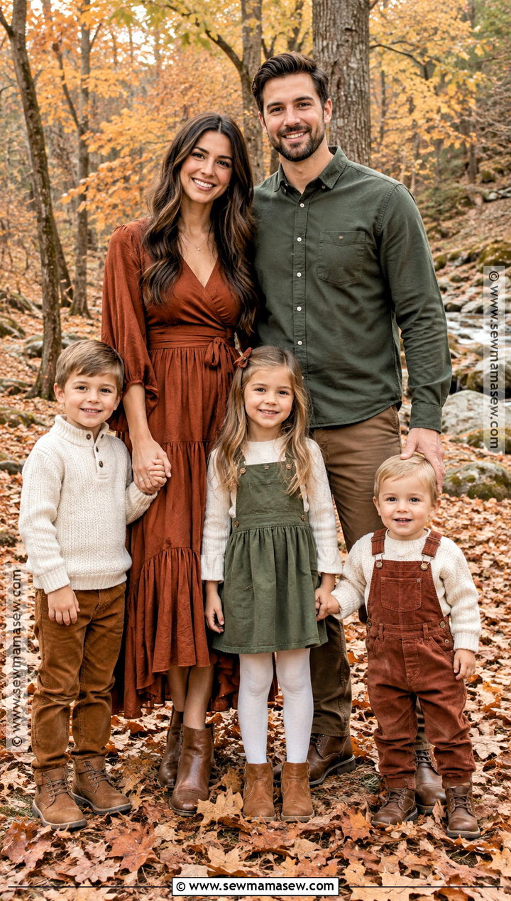 Olive Green And Rust Family Photoshoot Outfit - 25 autumn family photoshoot outfits