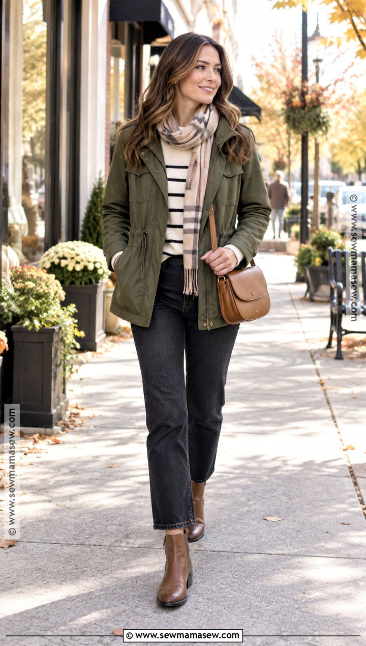 Olive Green Autumn Utility Jacket Outfit - 30 autumn aesthetic outfit ideas