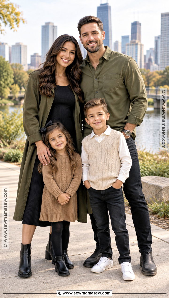 Olive Green Black And Camel Family Picture Outfits - 15 fall family pictures outfits color schemes green