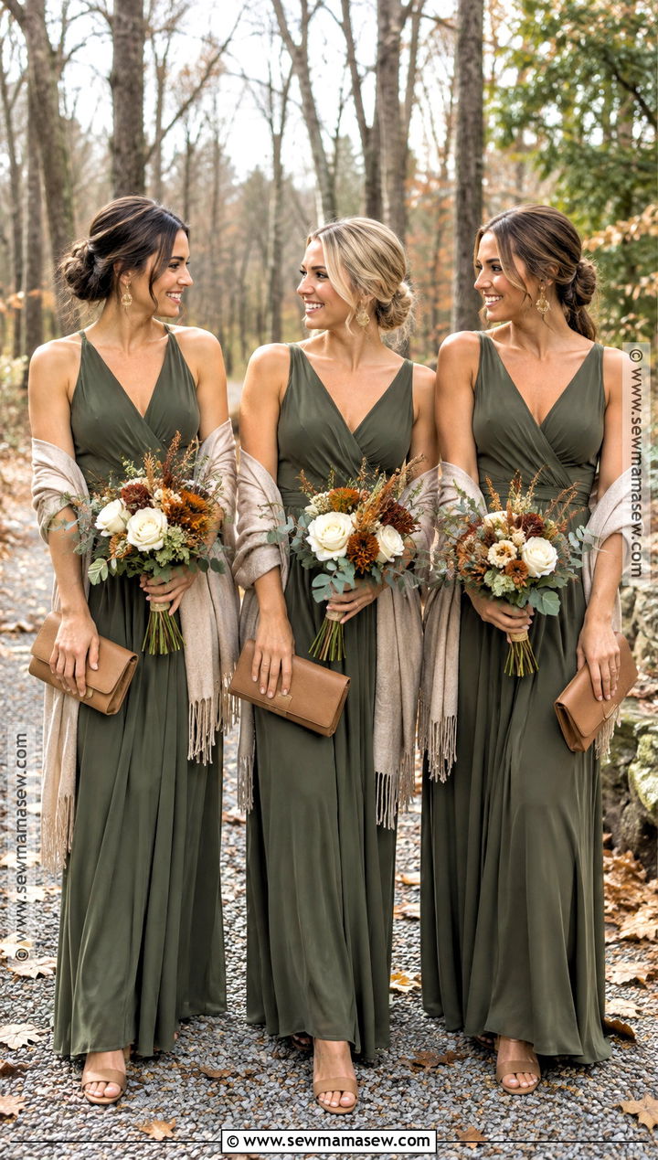 Olive Green Bridesmaid Dress - 15 November Wedding Colors Bridesmaid Dress Ideas