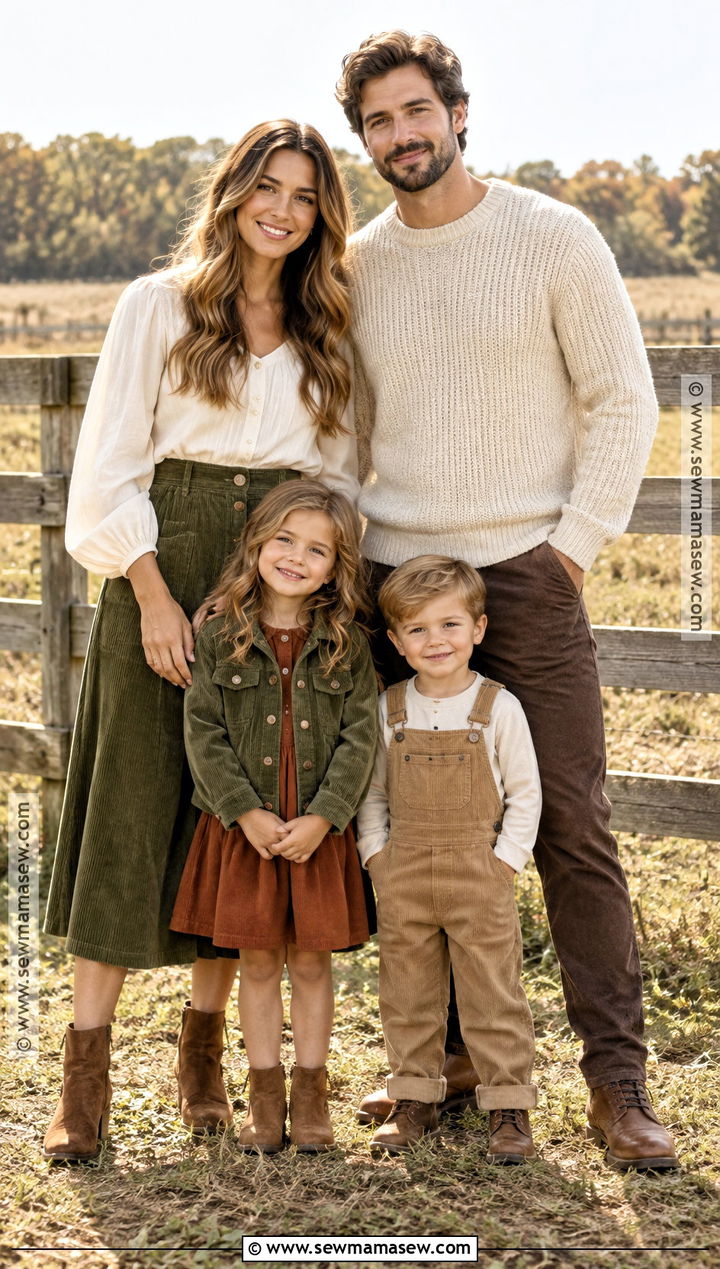 Olive Green Corduroy Family Outfit - 20 Fall Family Pictures Outfits Olive Green