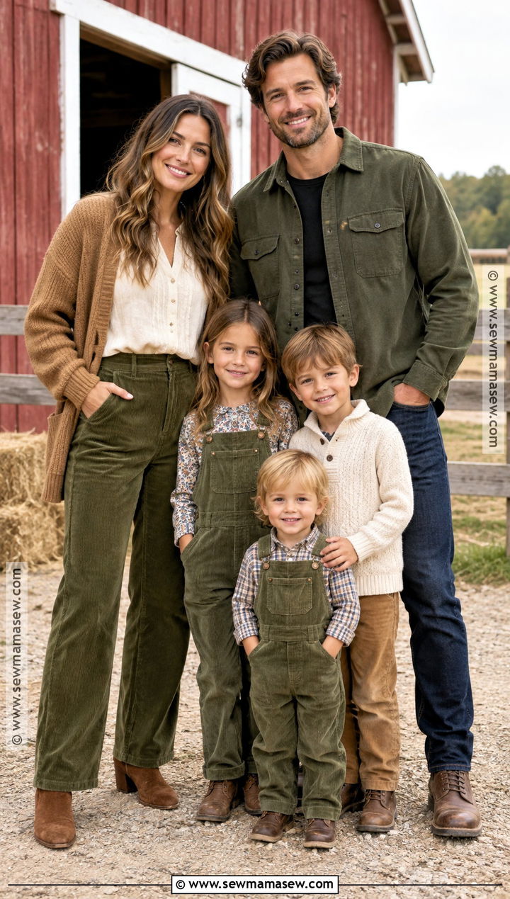 Olive Green Corduroy Family Outfit - 15 fall family photos outfits olive green