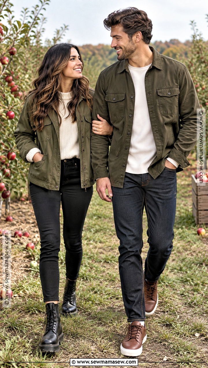 Olive Green Couple Fall Outfit - 20 cute couple fall outfits
