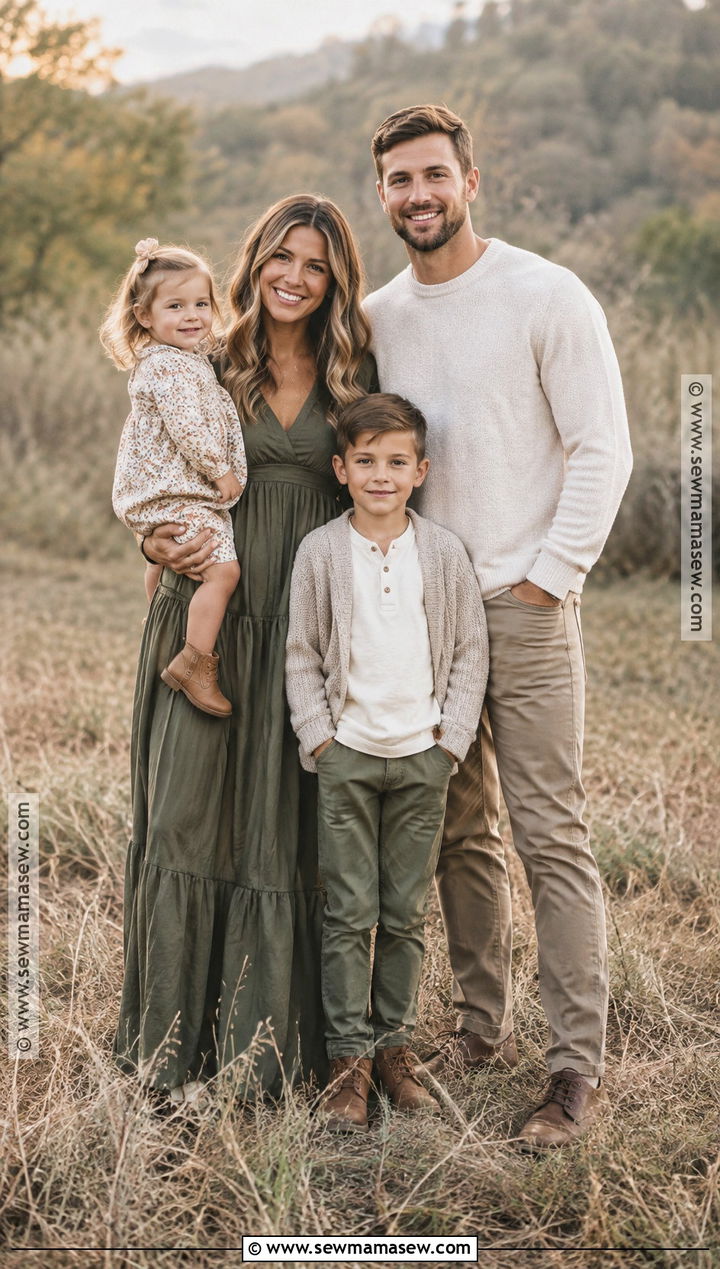 Olive Green Cream And Tan Fall Family Photo Outfits - 25 fall family photo outfits