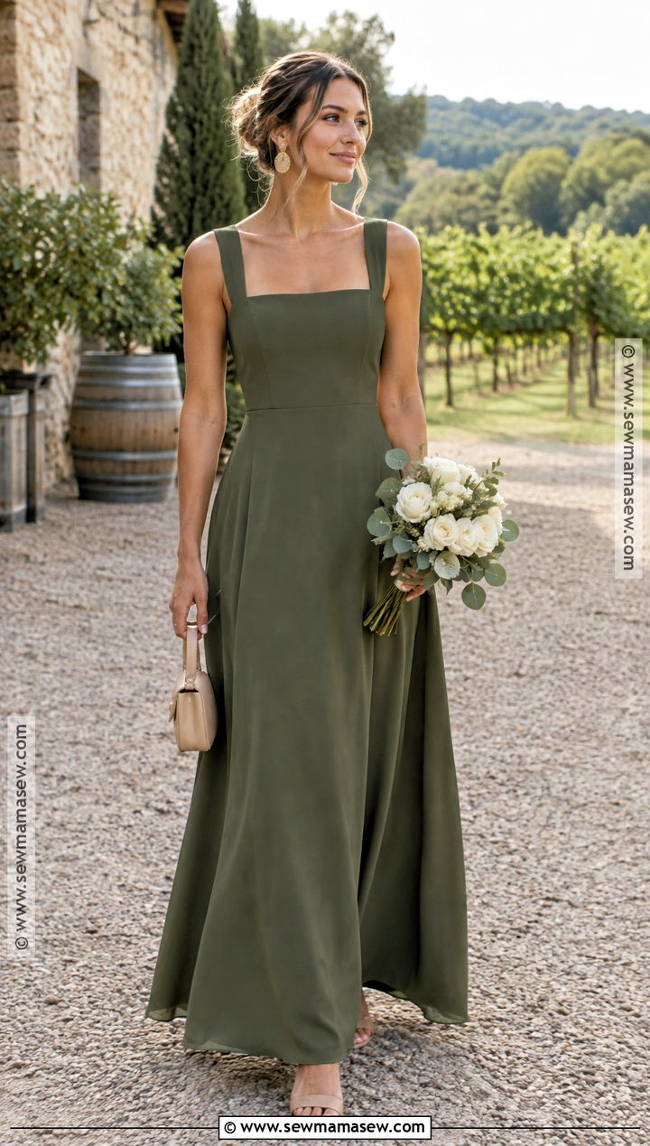 Olive Green Crepe Bridesmaid Dress - 20 september bridesmaid dresses