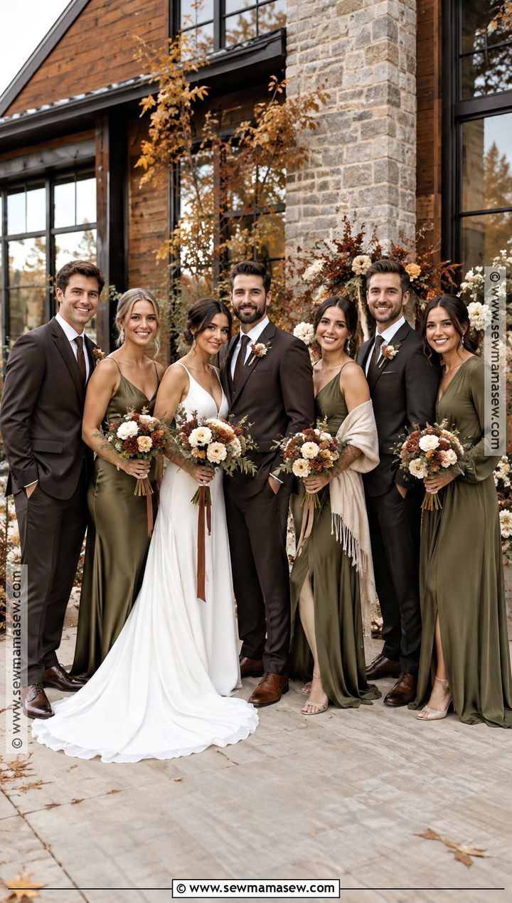 Olive Green Fall Boho Wedding Party Attire - 15 fall boho wedding party attire ideas