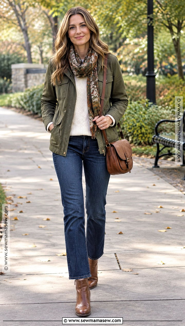 Olive Green Fall Outfit With a Utility Jacket - 25 fall outfit inspo aesthetic ideas