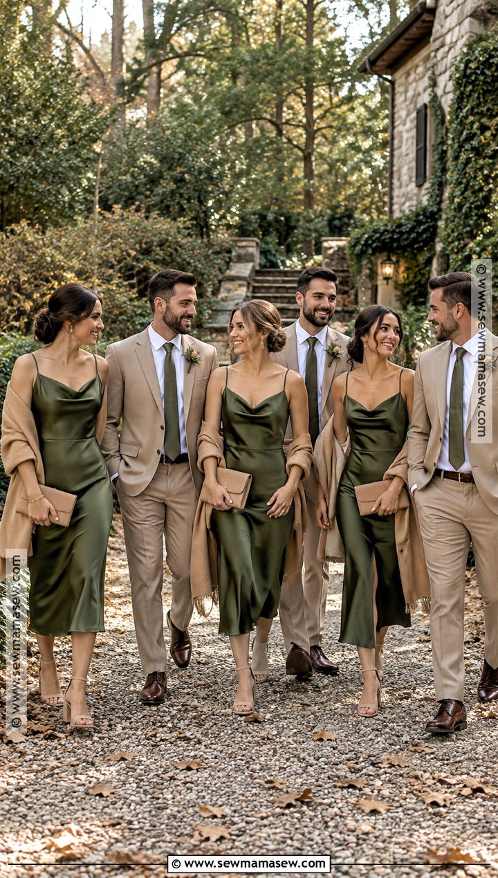 Olive Green Fall Wedding Party Attire - 15 fall wedding wedding party attire ideas