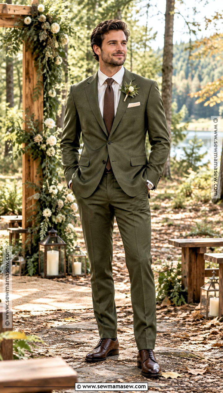 Olive Green Groom Suit - 15 september groom attire ideas