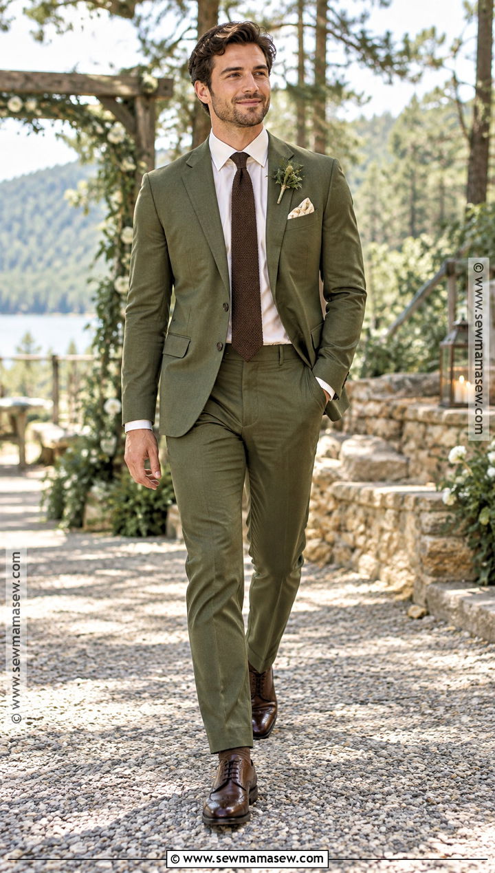 Olive Green Groomsmen Suit - 15 autumn groomsmen attire ideas