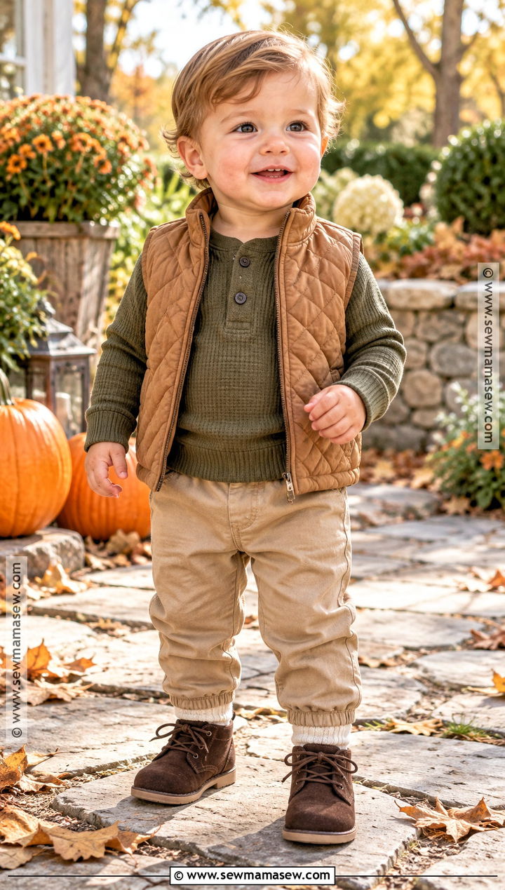 Olive Green Henley And Khaki Pants Outfit - 20 baby thanksgiving outfit ideas for boys