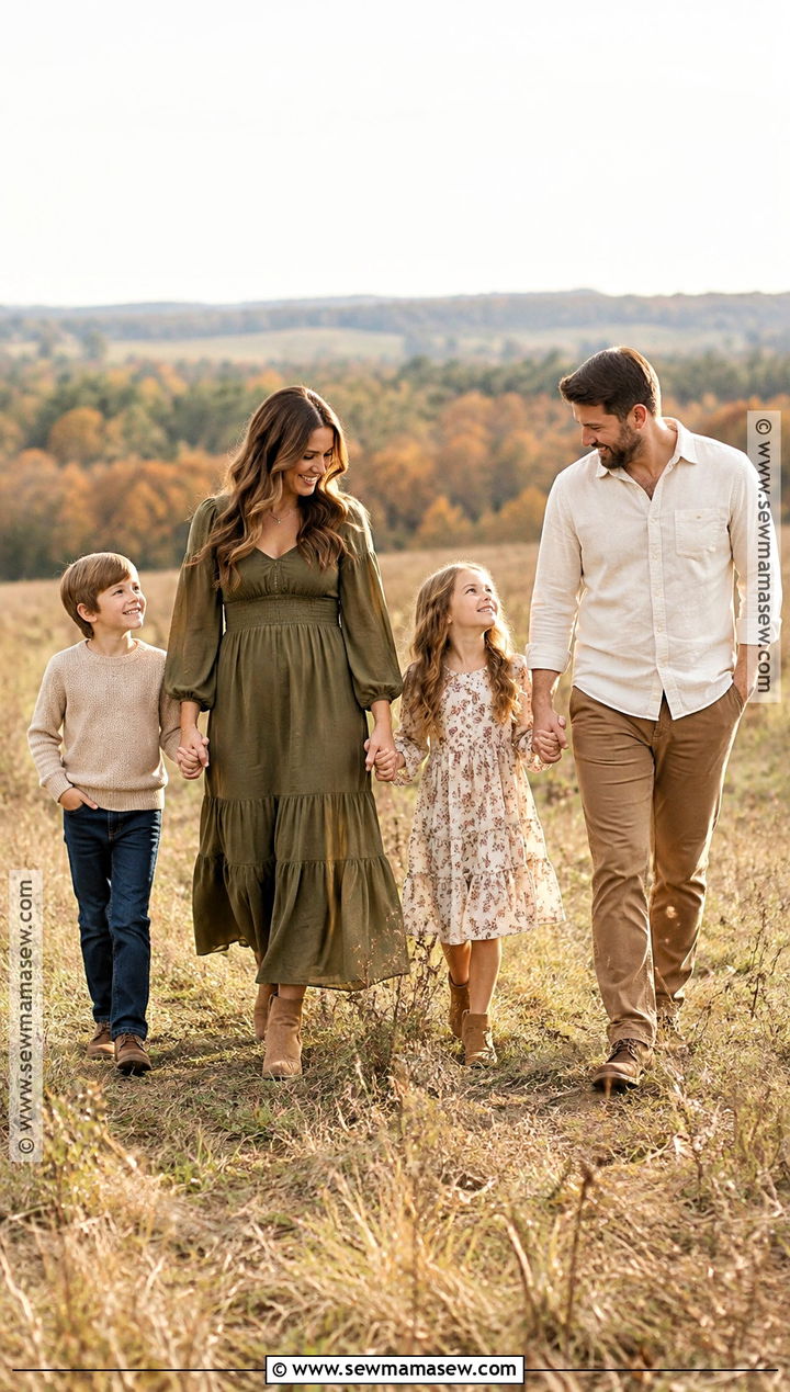 Olive Green Maxi Dress Family Outfit - 20 Fall Family Pictures Outfits Olive Green