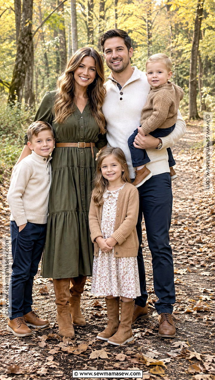 Olive Green Midi Fall Photoshoot Dress - 15 fall dresses for photoshoot for family
