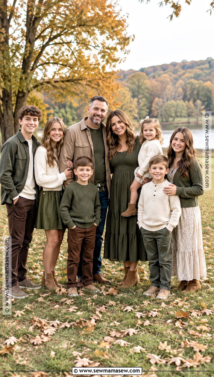 Olive Green Neutral Large Family Outfit - 15 fall family photos outfits olive green